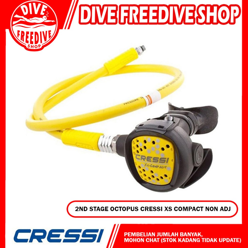 Octopus Scuba Diving Cressi XS Compact Regulator 2nd Second Stage Selam Dive LP Hose Rubber 100cm Ye