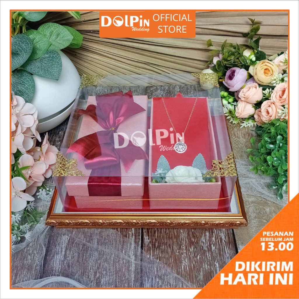 Kotak Uang dan Kalung Nampan Frame Seserahan/ Lamaran Tutup Mika - FUK