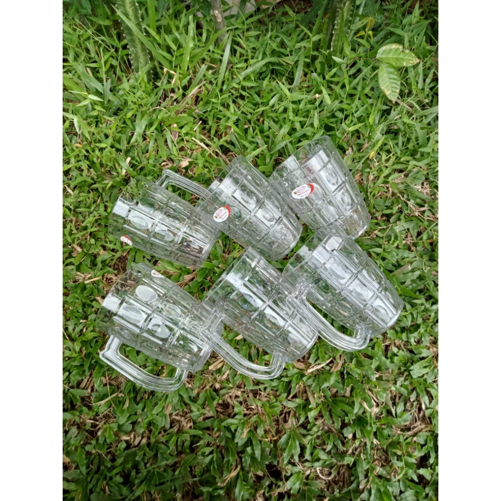 PROMO 6PCS GELAS GAGANG RPM KRISTAL BENING AKRILIK / Gelas Bening