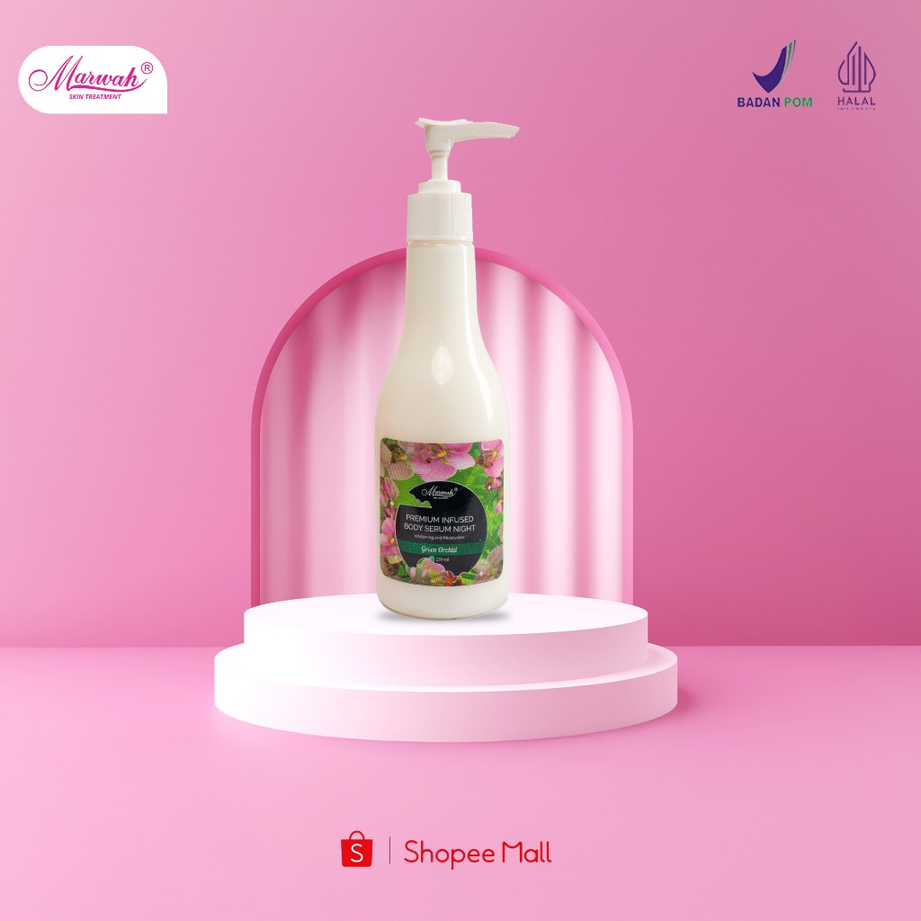 MARWAH Premium Infused Body Serum Night Whitening and Moisturizer - Pencerah Badan / Body Cream, Bod