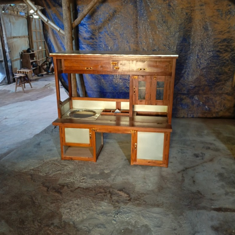 Gerobak Motor Beratap Kayu Jati / Mahoni | Cocok untuk Kopi, Bakso, Mieso | Free Ongkir COD