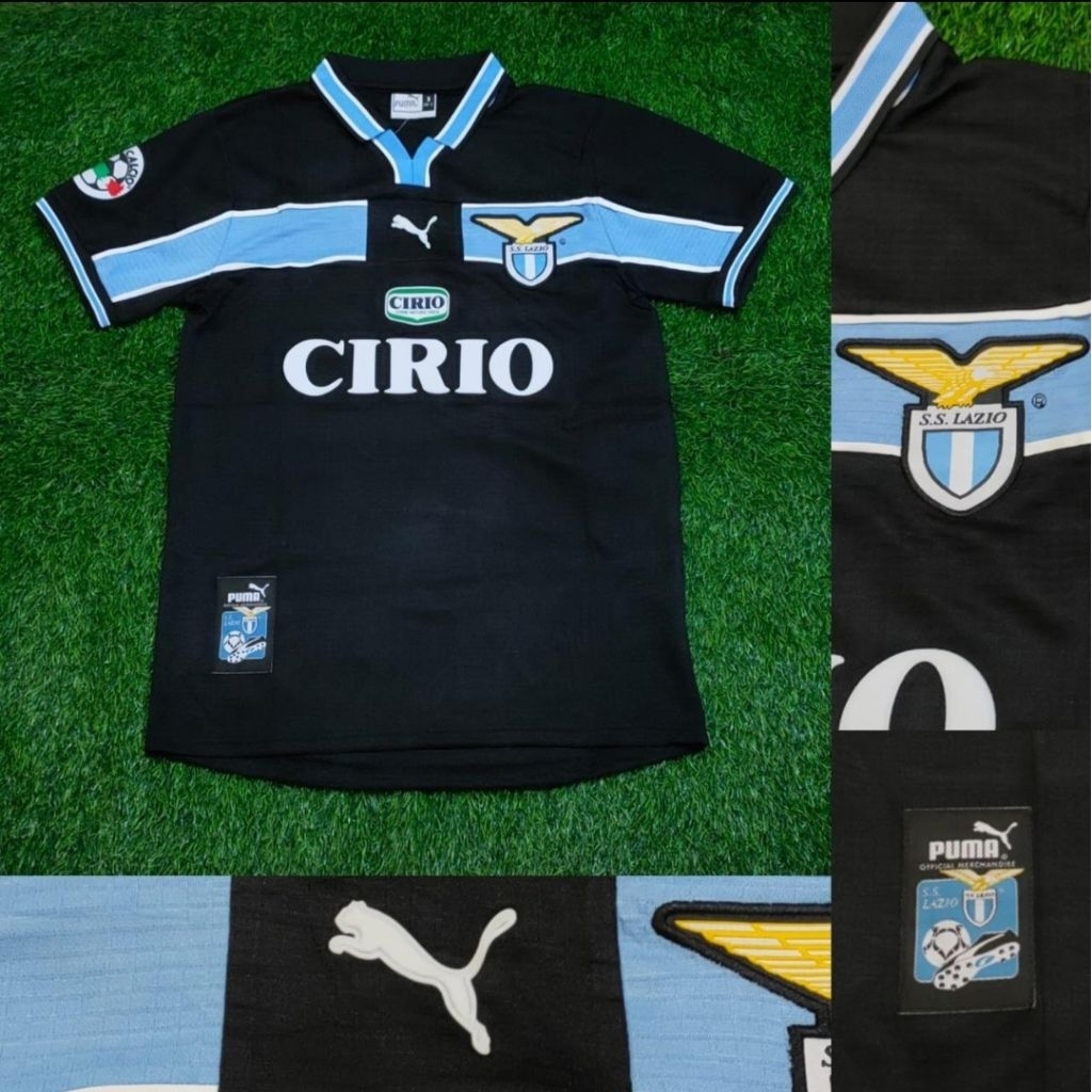 Jersey Kaos Baju Sepak Bola SS Lazio Home Away 3rd Third Hitam Black Retro Klasik Classic Jadul Lawa