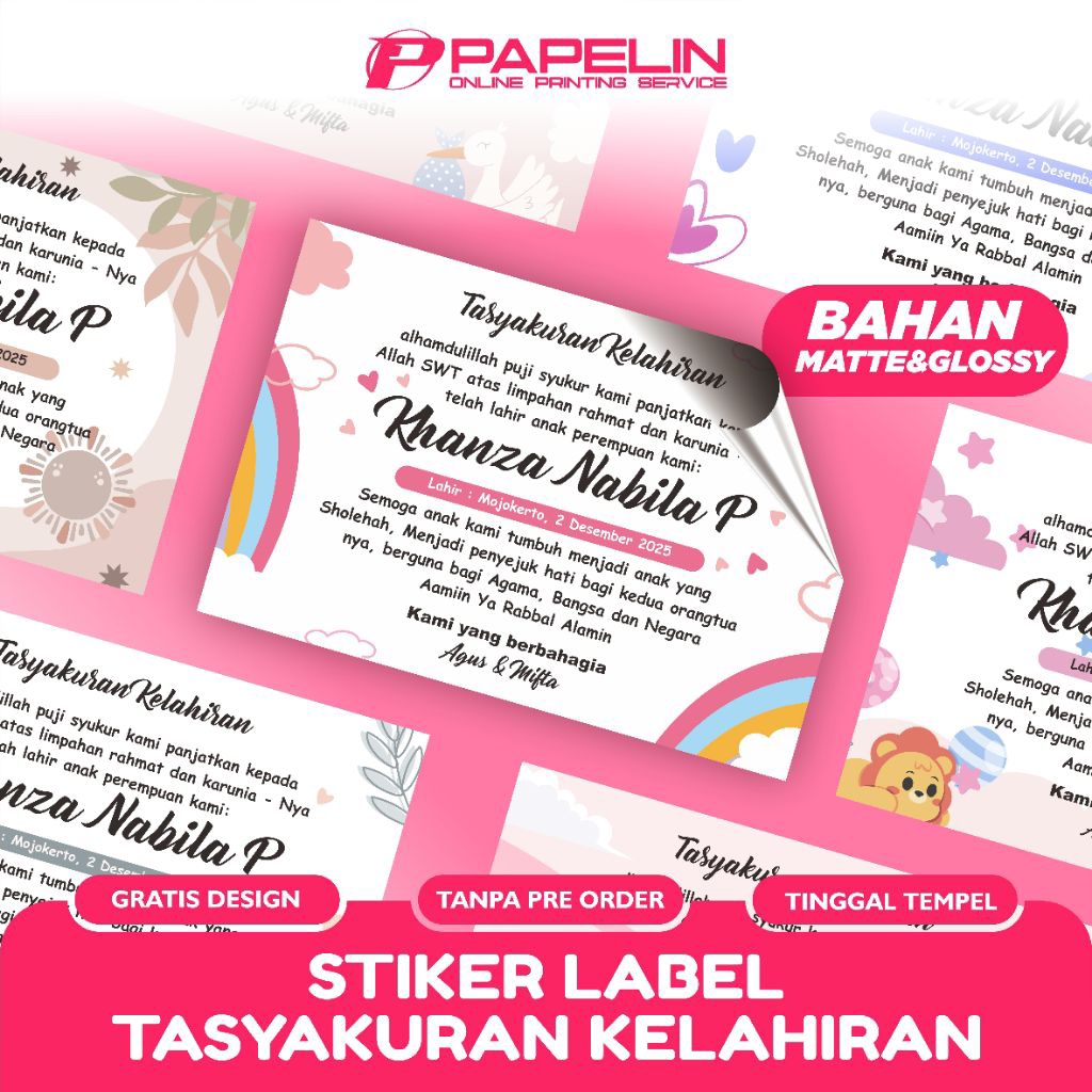 Cetak Stiker Tasyakuran Kelahiran, Tasyakuran Selapan, Tasyakuran Selapanan