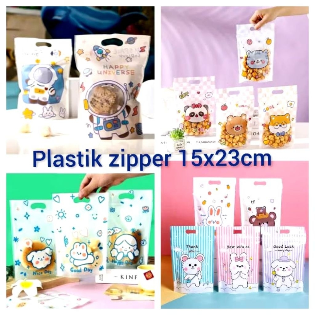 Plastik Zipper Bag Kemasan Cookies Standing Pouch Motif 15x23cm