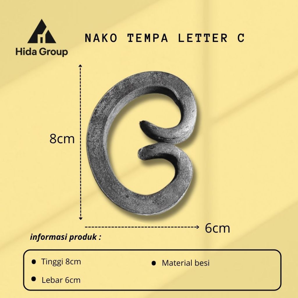 Nako Tempa Letter C 8cm Nako 12 (10cm) | Ornament Pagar Tralis dll