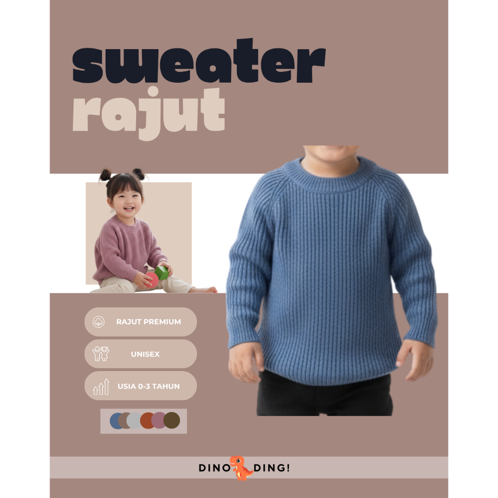 Sweater Rajut Anak Korean Style – Baju Rajut Anak Laki & Perempuan Tebal, Stylish Lucu 1-3 tahun