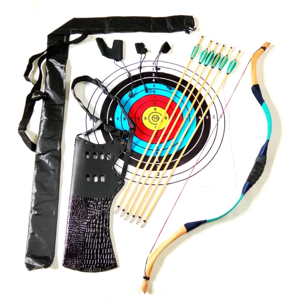 PAKET LATIHAN BUSUR FIBER FLAT TURKIS REMAJA 25 LBS-35 LBS