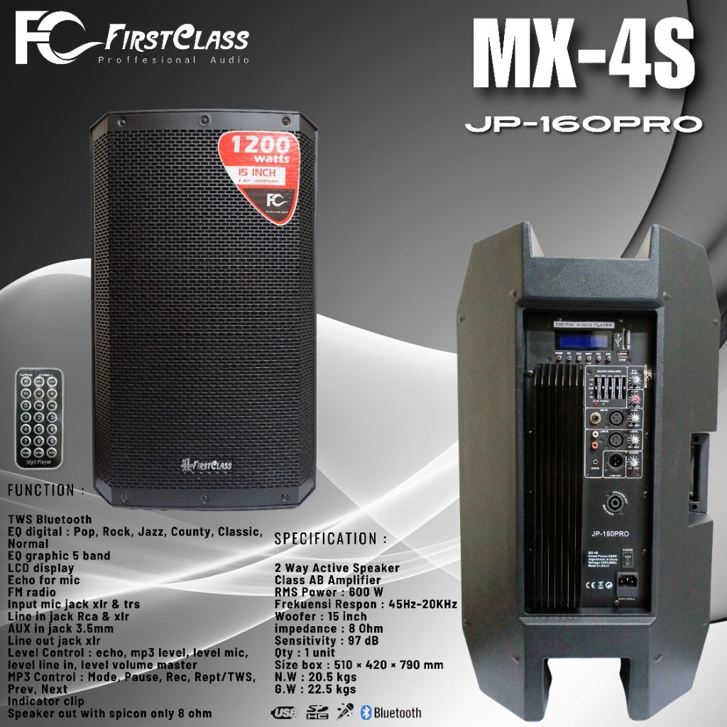 Professional Speaker Aktif 15 Inch Firstclass MX 4s | Speaker Aktif MX 4s