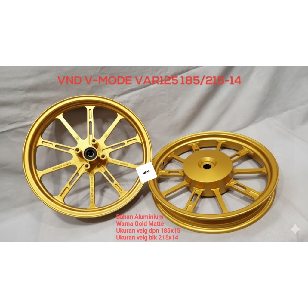 SEPASANG VELG VND MOTOR VARIO125 V-MODE UK.185/215 RING 14 WARNA GOLD MATTE