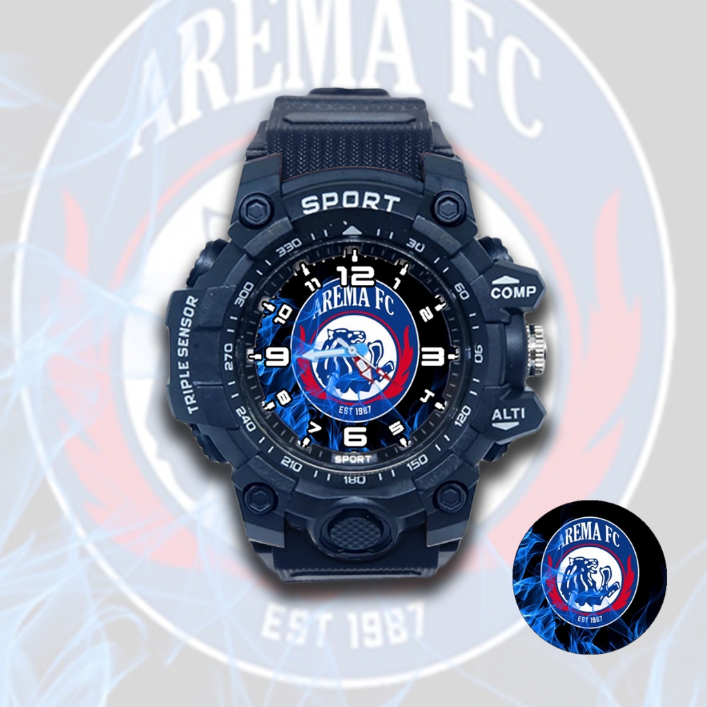 Jam Tangan Anak Laki Laki Sport Club Bola Arema FC Keren Gratis Baterai Cadangan