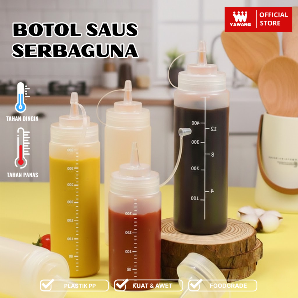 YAWANG Indonesia Botol Saus Kecap Squeeze Serbaguna Anti Bocor Ketchup Bottle Botol Saus Plastik May