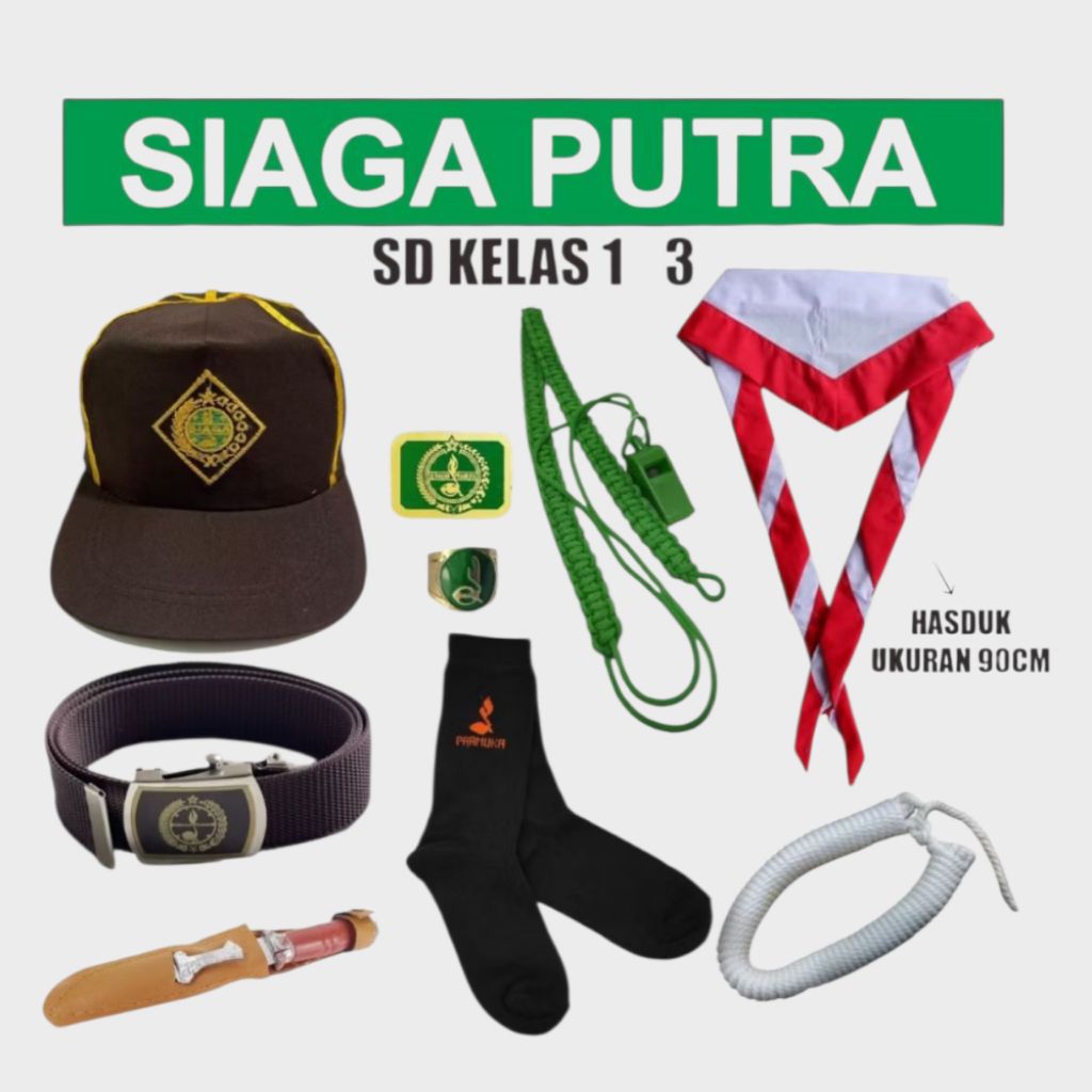 SET PERLENGKAPAN PRAMUKA SIAGA ATRIBUT SIAGA PUTRA PUTRI ORIGINAL