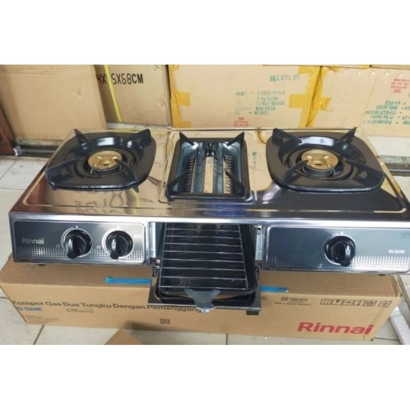kompor gas RINNAI 3 tungku dengan pemanggangan - (RI 524 E)