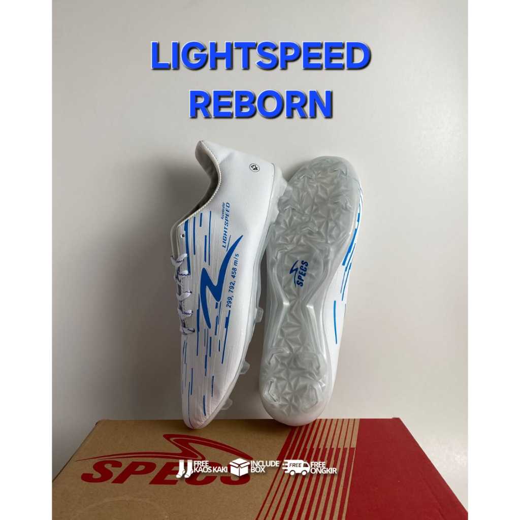 SEPATU SEPAK BOLA SPECS LIGHT SPEED REBORN PUTIH BIRU. SPECS LS REBORN FG MAGNIFICO