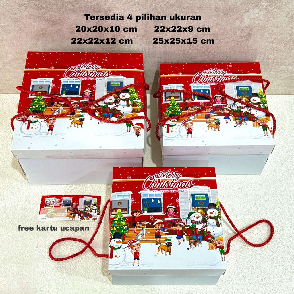 Dus Kue Tart Motif Natal l Dus Kue Lapis Natal | Box Natal | Gift Box Christmas | Hampers Natal | Bo