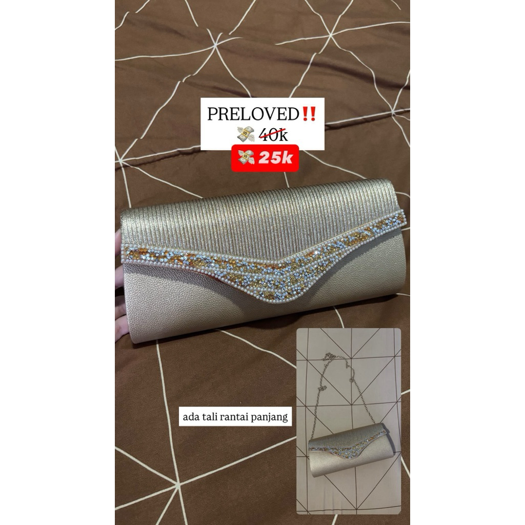 Tas Pesta Gold Mewah / Tas Wanita Tali Rantai