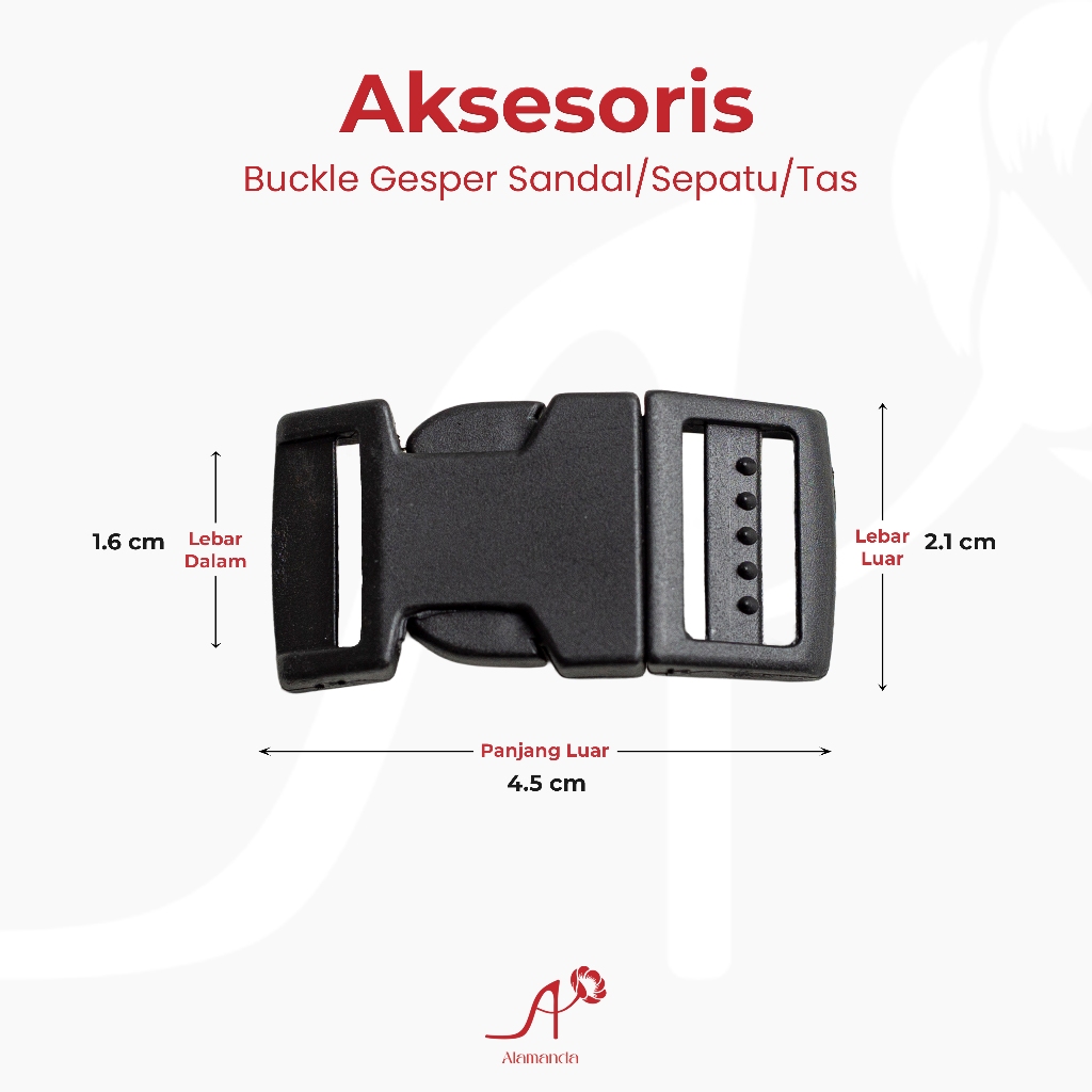 Aksesoris Buckle Kunci Sodok Gesper Plastik Warna Hitam Kecil