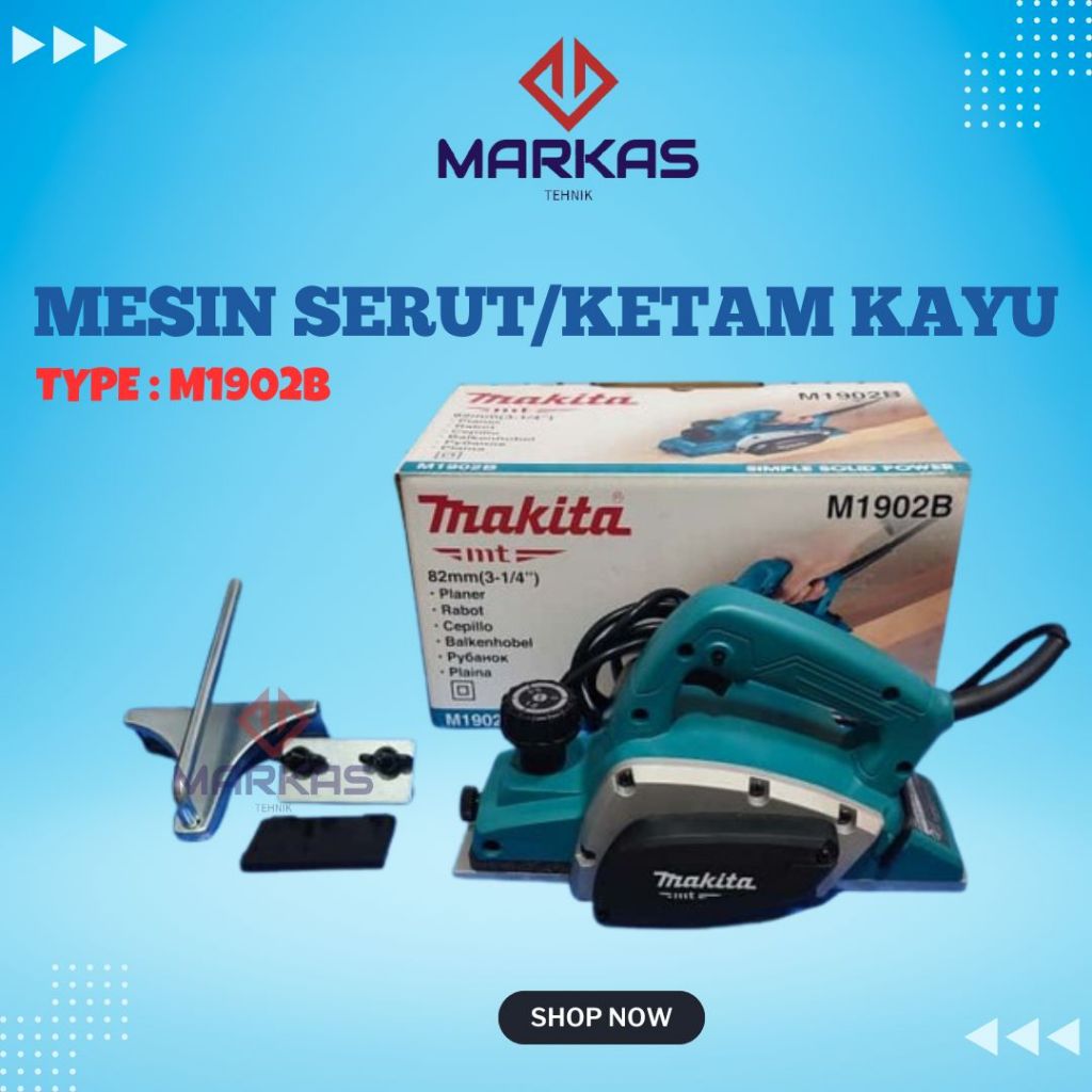 Makita M1902B/M 1902 B/1902B Mesin Pasah Serut Kayu Planner 82mm MAKITA ORIGINAL.