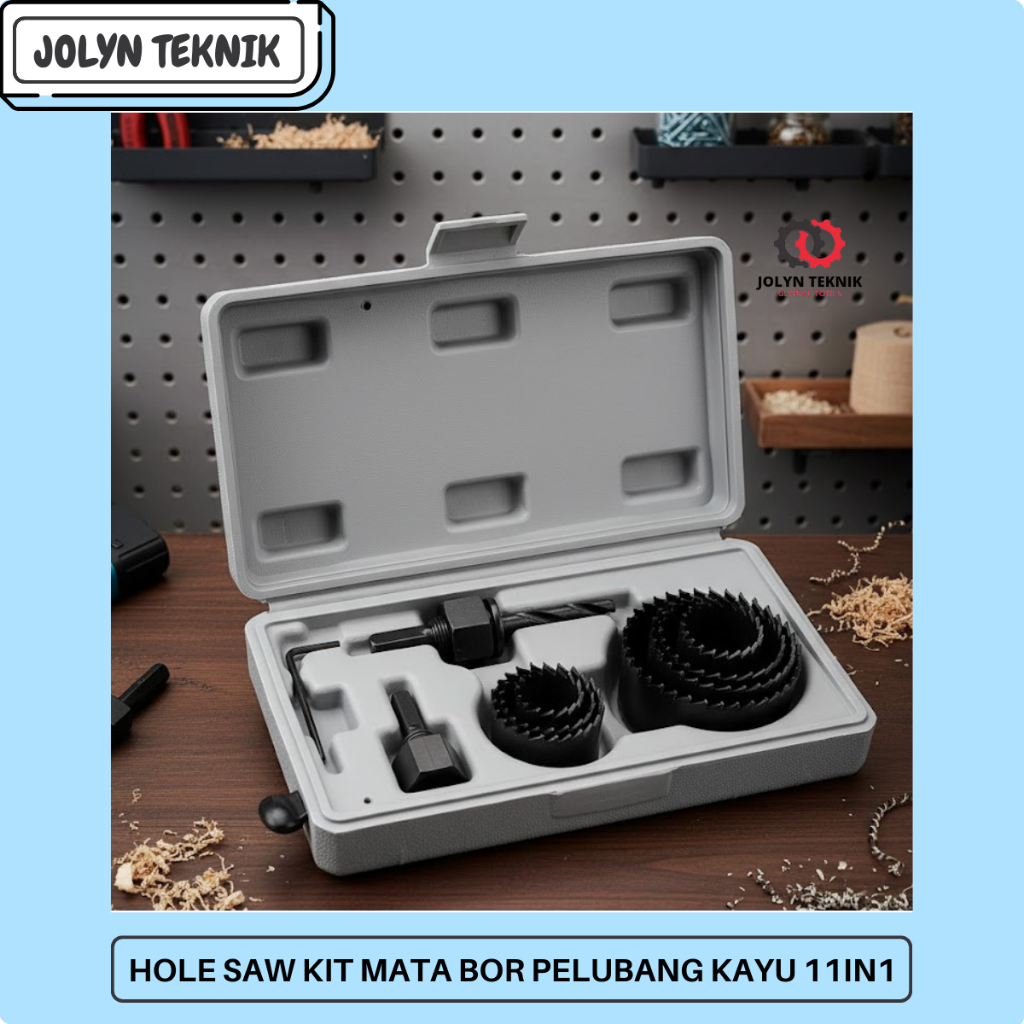 Hole Saw Kit Mata Bor Pelubang Kayu SET 11 IN 1 Drill Key Hole Saw