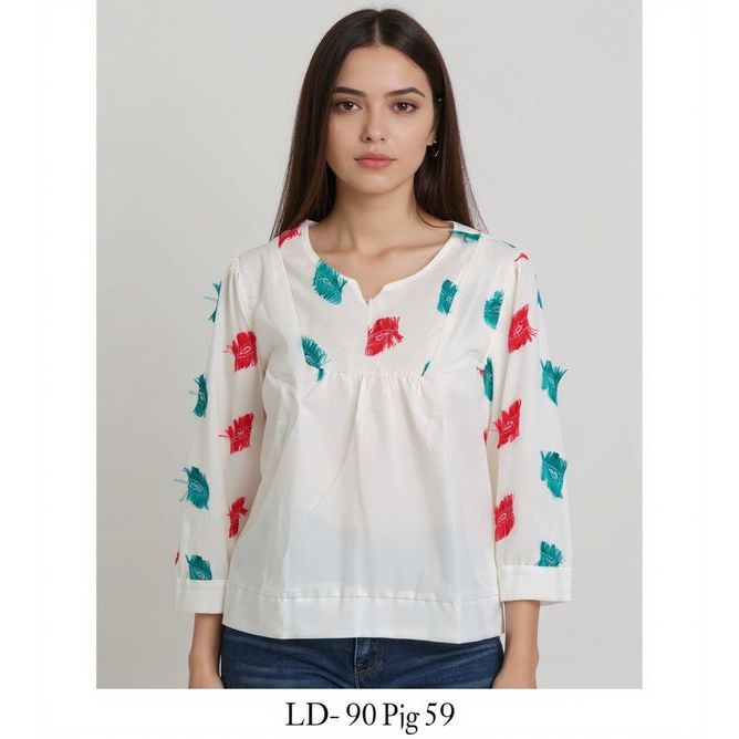 Baju panjang wanita blouse putih aksen bulu