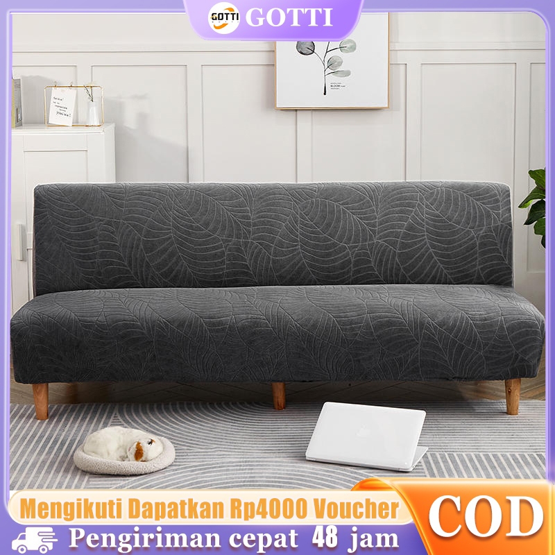Anti air Warna Solid Sofa Bed Cover Elastis Tahan Noda Pola Polos Tempat Tidur Sofa Sarung Sofa Tanp