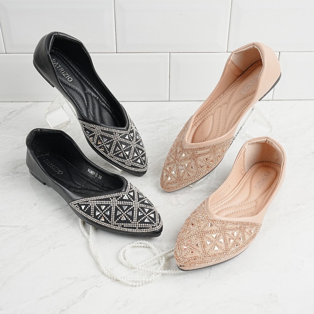Patrizio Flatshoes Wanita Pesta Hiasan Payet Empuk dan Elegan MGN01-02