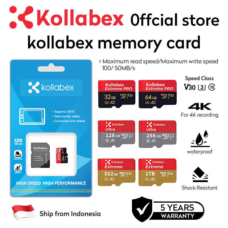 Kollabex Ultra A1 / Extreme A2 / Extreme Pro A2Y microSD Memory Card with Adapter (32GB-1TB)