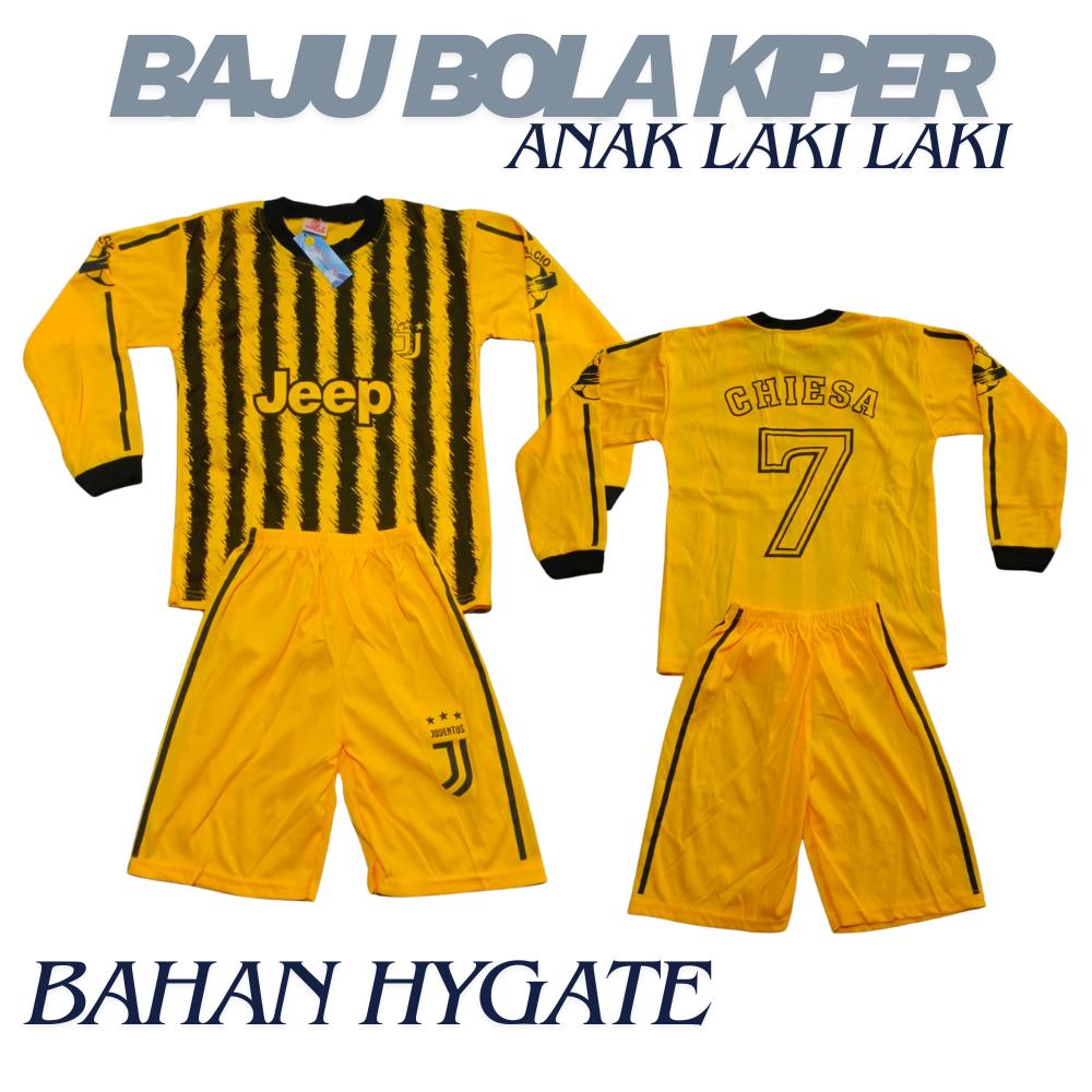 Baju kiper sepakbola anak laki laki/ baju kiper bola lengan panjang kuning bahan hygate