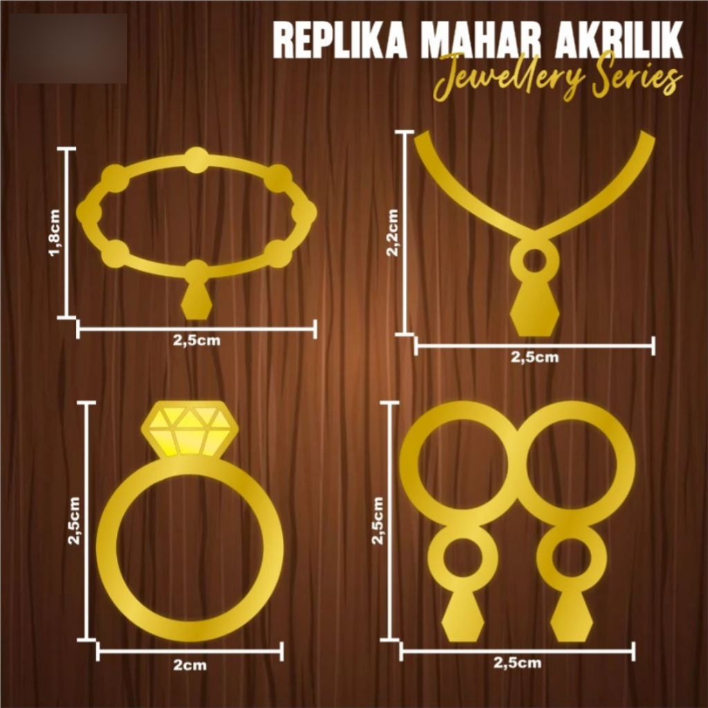 REPLIKA MAHAR PERNIKAHAN MURAH - REPLIKA MAHAR AKRILIK PERHIASAN EMAS 1 SET READY STOCK
