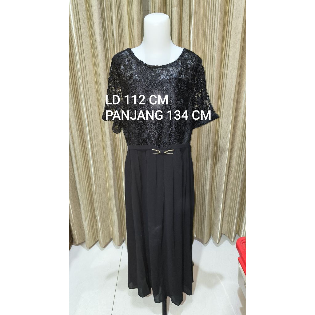 DRESS HITAM BROKAT MEWAH BIG SIZE
