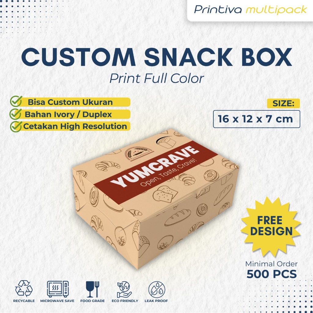 Custom Box Kotak Snack Dus catering 16x12x7 cm Full Color
