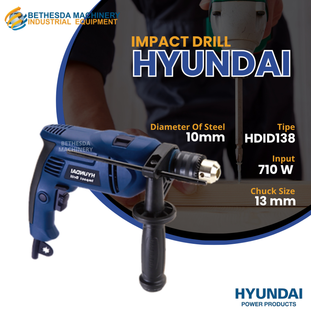 Mesin Bor Impact / Bor Listrik Hyundai 410 Watt HDID 138 / Impact Dril