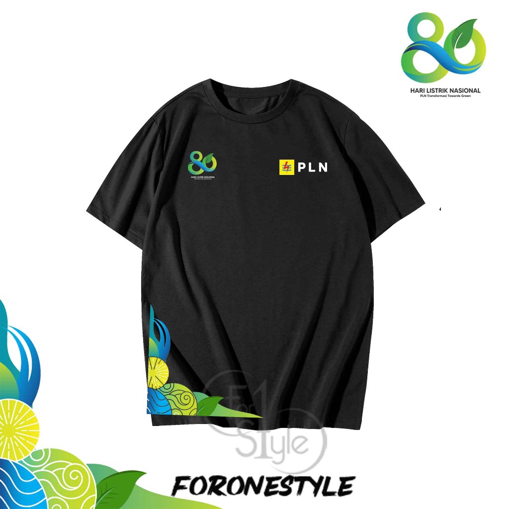 TSHIRT KAOS LISTRIK PLN MOTIF HUT 80th HARI LISTRIK NASIONAL - BAJU LISTRIK PLN