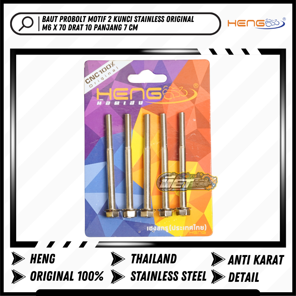 Baut Probolt 2 Kunci M6 6 x 70 Drat 10 Panjang 7 Cm | Heng | Original | Thailand | Universal | Probo