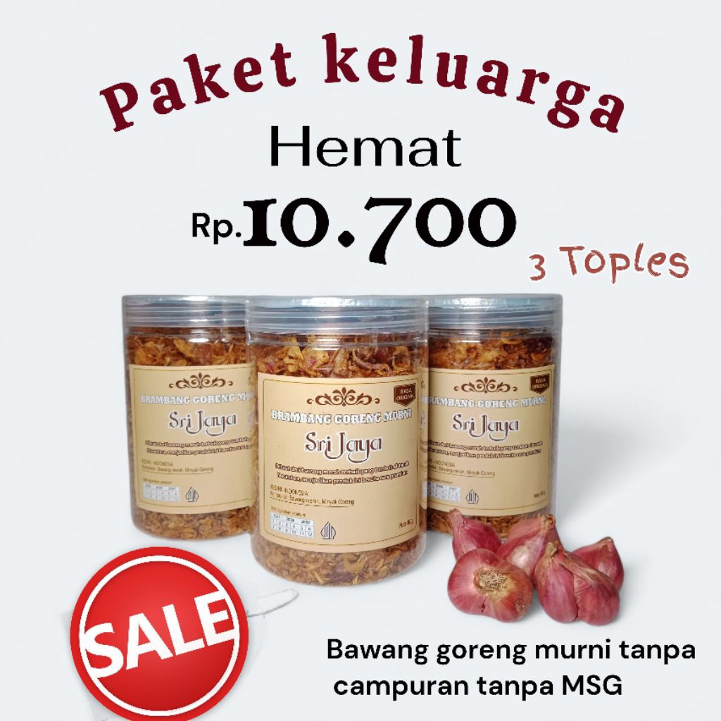 Bawang Merah Goreng Premium Sri Jaya – 100% Asli Bawang Merah KediriBawang Goreng Renyah Gurih Sri J