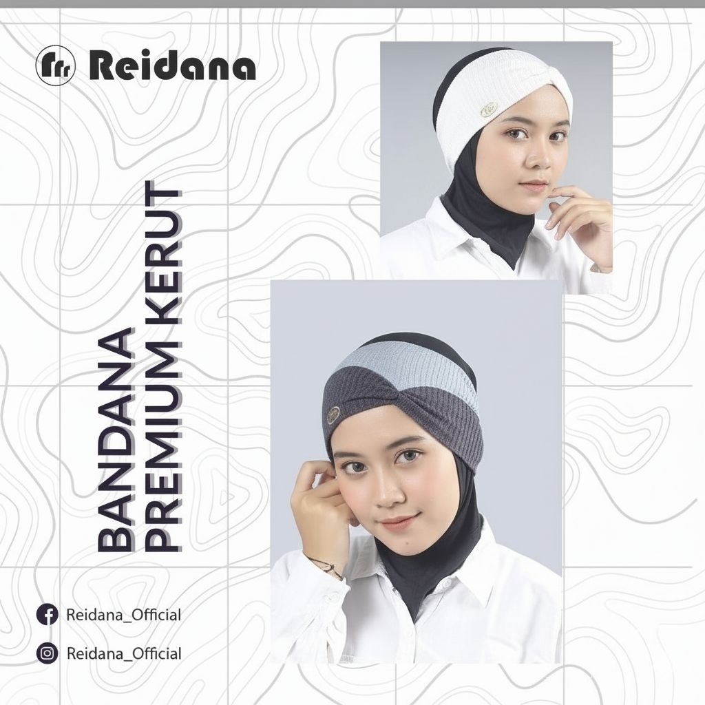 Reidana - Bandana Bando Ciput Rajut Kerut Premium / Inner hijab / daleman hijab