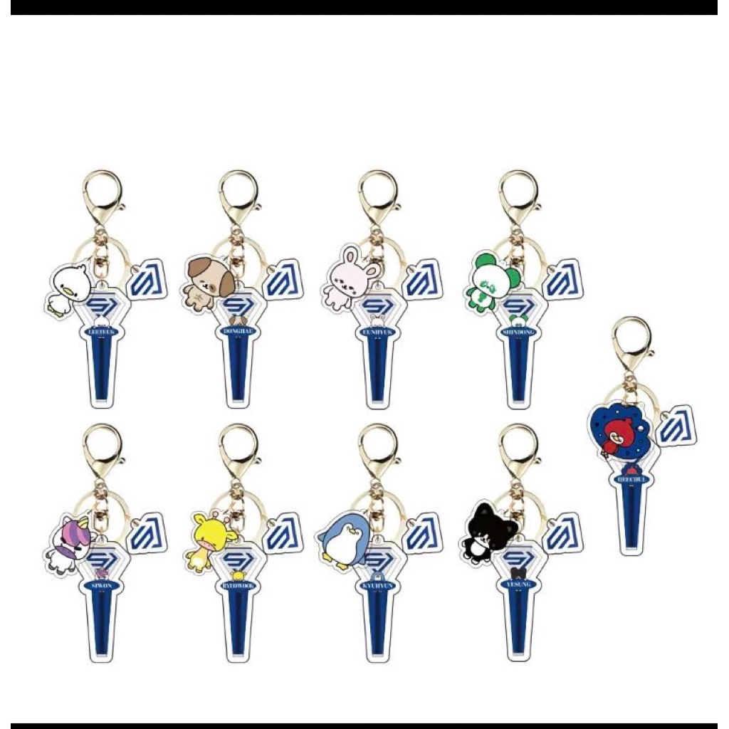 Keyring Keychain Gantungan kunci akrilik Lighstick Animal Character Super Junior Leeteuk Heechul Yes