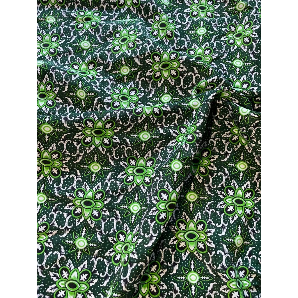 Kain Batik Seragam Sekolah Madrasah Ibtidaiyah Diniyah Hijau Tua Meteran Premium Motif Elegan Sava