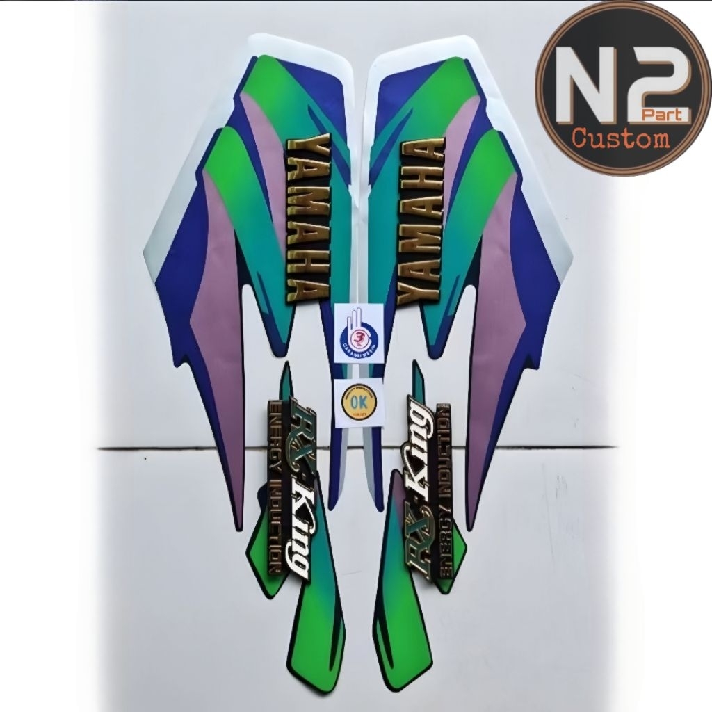 Fullset Striping Stiker Yamaha RX King 1996 hijau set emblem lengkap List body RX KING MASTER 96