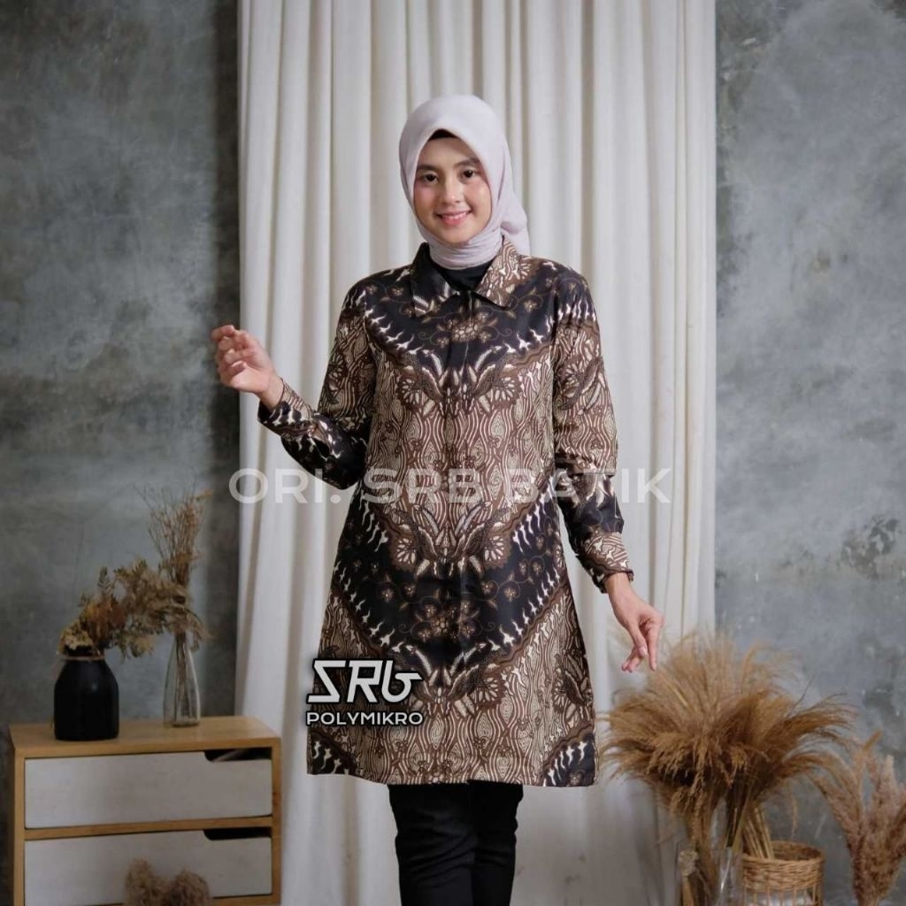 Baju batik wanita dewasa motif KERIS COKLAT/ Tunik batik wanita