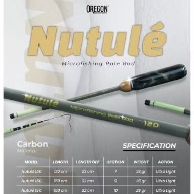 Tegek micro fishing Oregon Nutule 180cm - Tegek super lentur ruas pendek 23cm