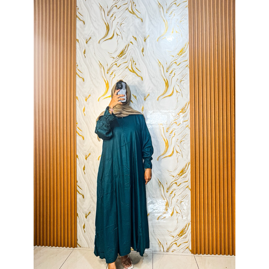 Gamis Polos resleting bahan adem rayon premium