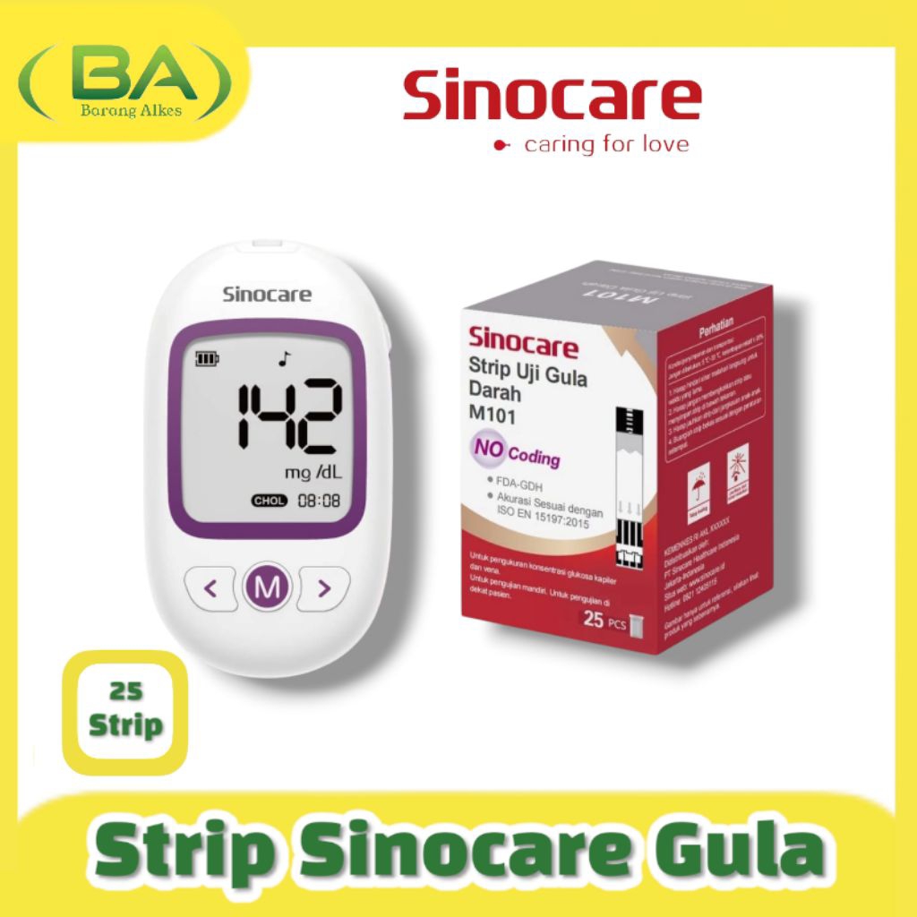 Strip Sinocare Gula Darah  3In1 M101  Refill Sinocare Gula