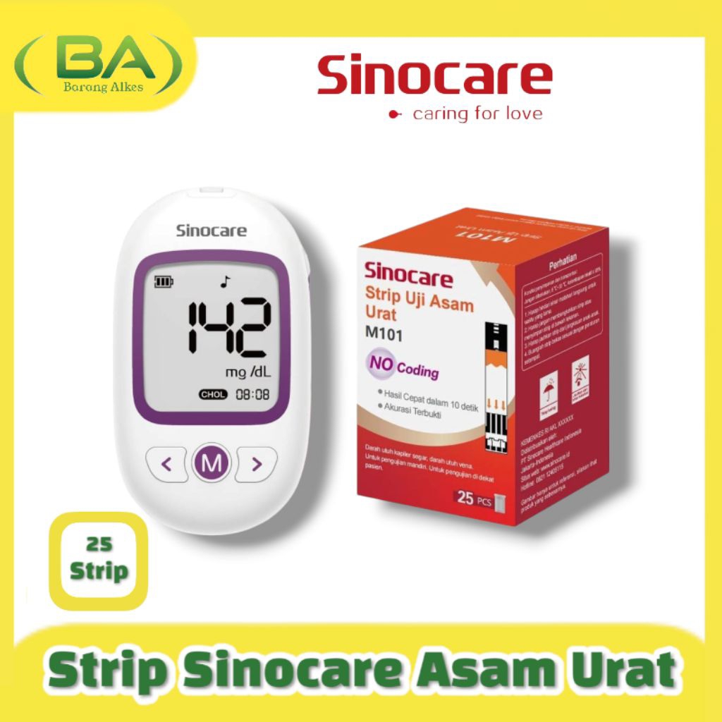 Strip Sinocare Asam Urat M101  Refill Strip Sinocare UA  Isi Ulang Sinocare Asam Urat