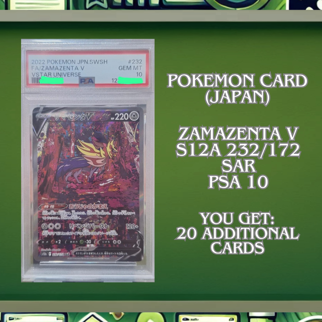 Kartu Pokemon TCG Zamazenta V SAR Japan S12a 232/172 PSA 10