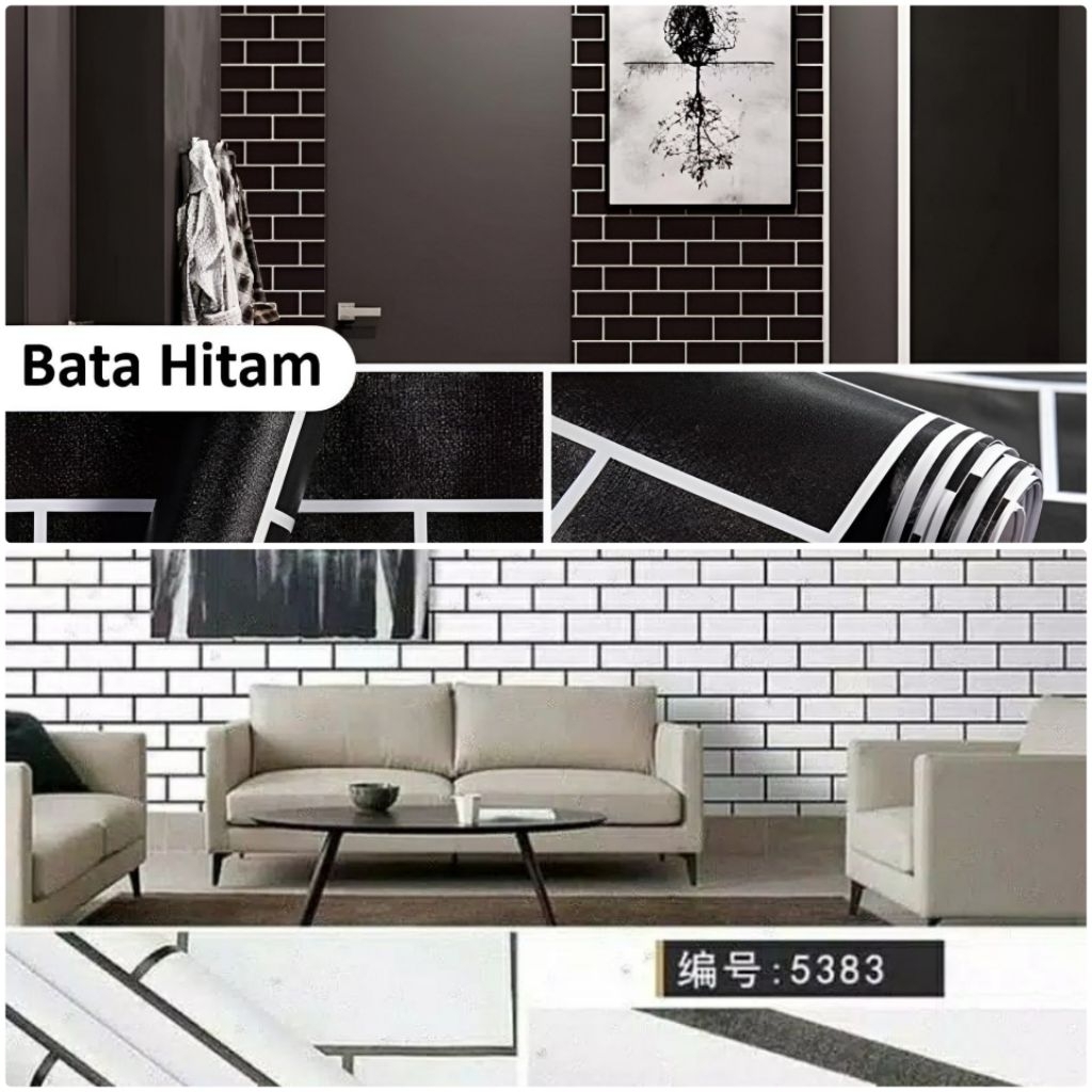 GRATIS ONGKIR WALLPAPER DINDING BATA /Stiker dinding /Wallpaper Stiker/ Wallpaper dinding murah bata