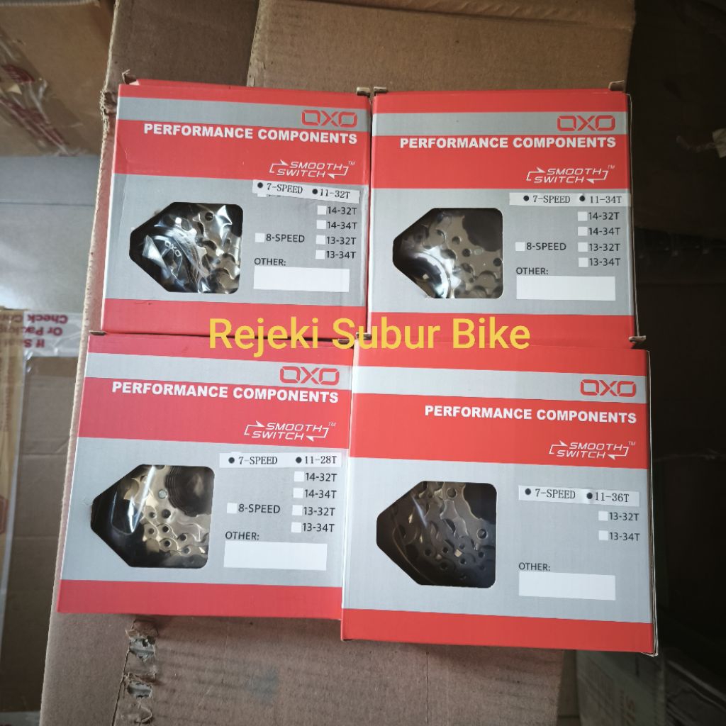 sprocket cassete OXO 7 speed 11t - 28T , 32T , 34T , 36T  warna stainless silver cocok untuk commute
