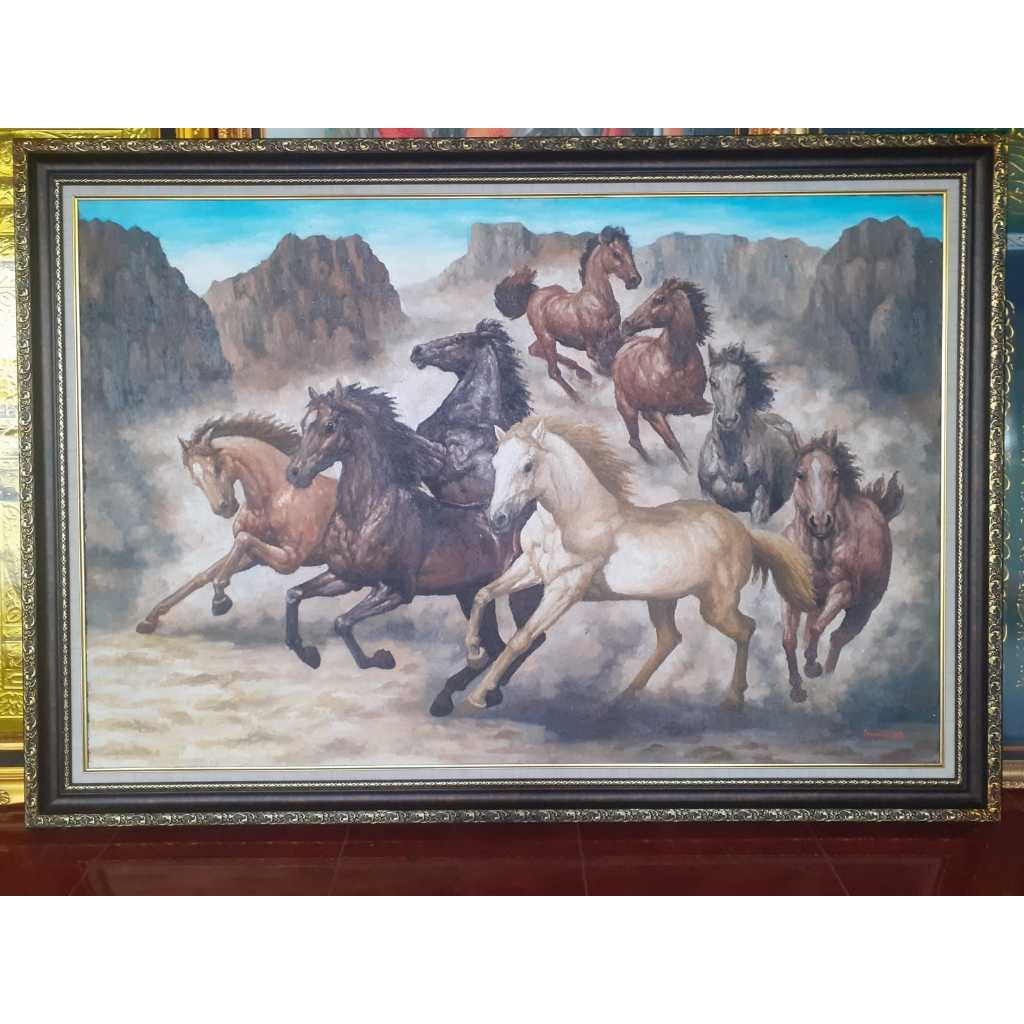 Lukisan Kuda Liar Sumbawa Ukuran 120x170cm (READY)