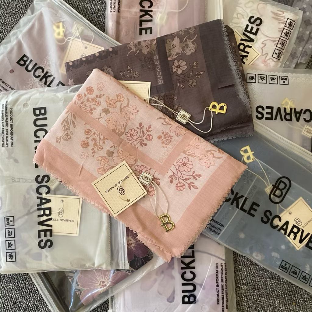 Paket Usaha Hijab Buckle Scarves Motif Hijab Buckle Scarves Free Pouch