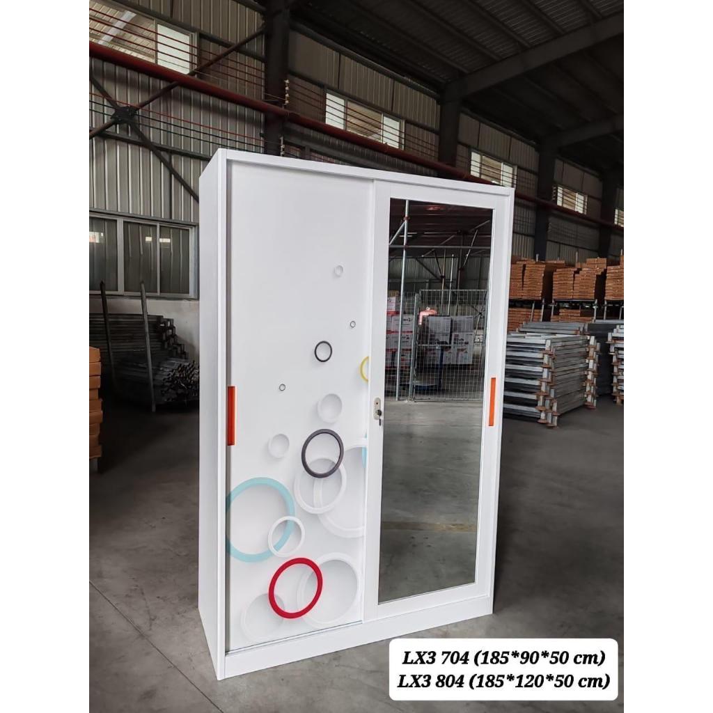 Lemari Pakaian Besi Import uk 120 /Lemari Sliding Besi Anti Rayap